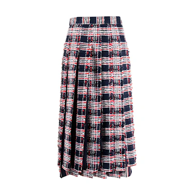Thom Browne FW23 Pre-Fall Plaid Elastic Waist Maxi Skirt Multicolor FGC979T-F0361-960