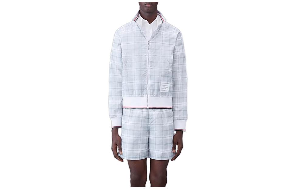 Thom Browne FW23 Pre-Fall Plaid Zip Jacket Men’s Light Grey MJT409A-F0443-055