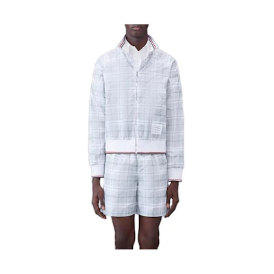Thom Browne FW23 Pre-Fall Plaid Zip Jacket Men’s Light Grey MJT409A-F0443-055
