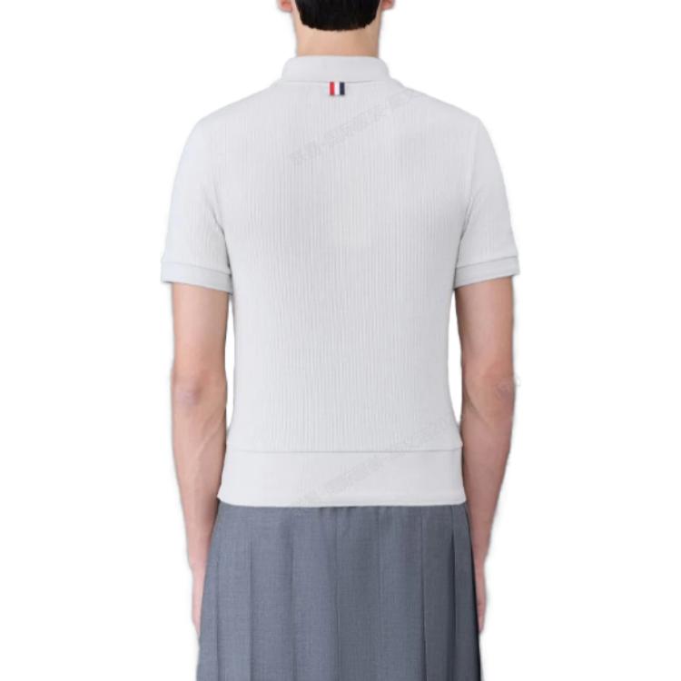 Purchase THOM BROWNE FW23 初秋白色短袖羅紋襯衫 Polo 衫 MJP178A-J0083-113