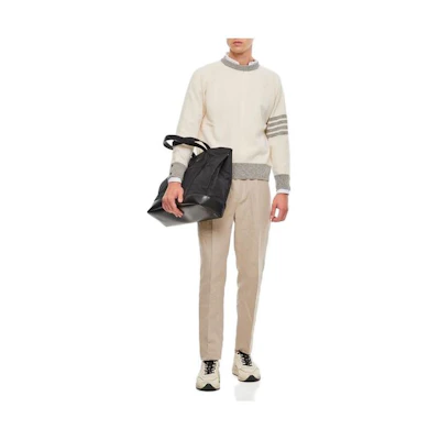 Thom Browne FW23 Pre-Fall Solid Stripe Crewneck Sweatshirt Men’s Off-White MKA467AY1026100215
