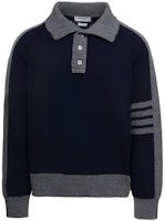 Thom Browne FW23 Pre-Fall SS21 Classic 4-Stripe V-Neck Cardigan Sweater Blue. MKA468AY1026415 Thom Browne FW23 Pre-Fall SS21 Classic 4-Stripe V-Neck Cardigan Sweater Blue. MKA468AY1026415