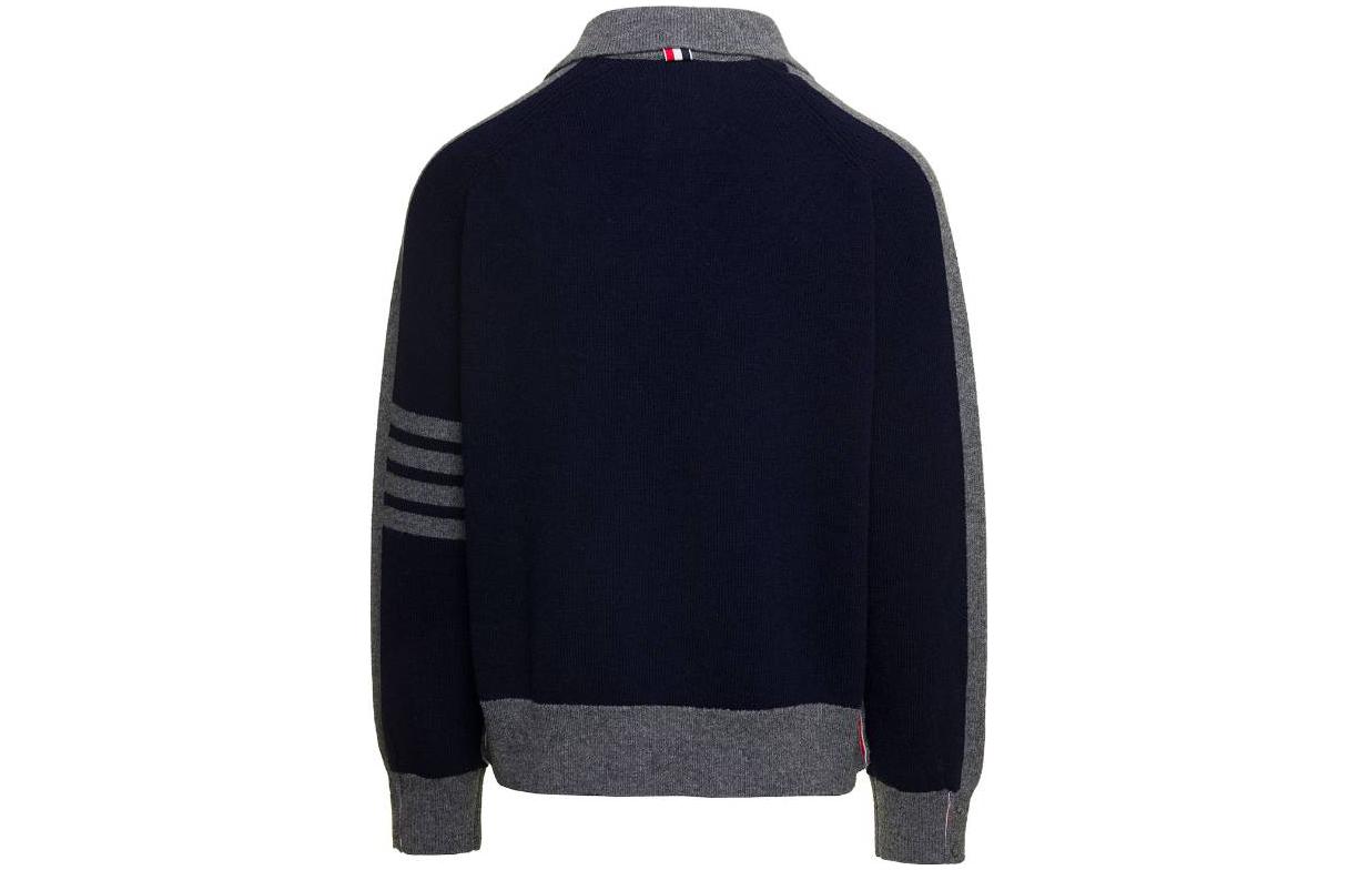 Lookbook Thom Browne经典四条纹V领开衫毛衣蓝色 FW23秋冬SS21款 MKA468AY1026415