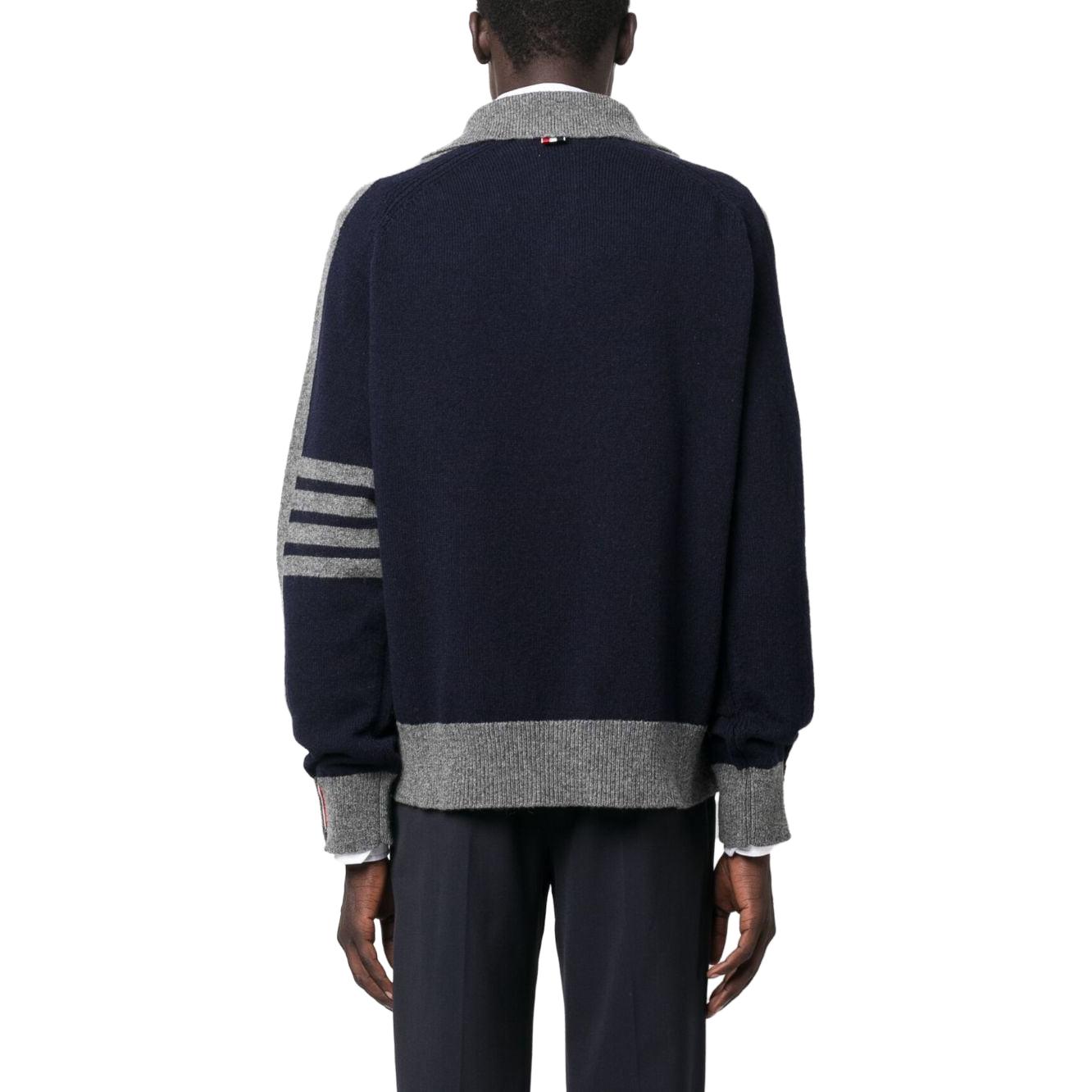 Details for Thom Browne经典四条纹V领开衫毛衣蓝色 FW23秋冬SS21款 MKA468AY1026415