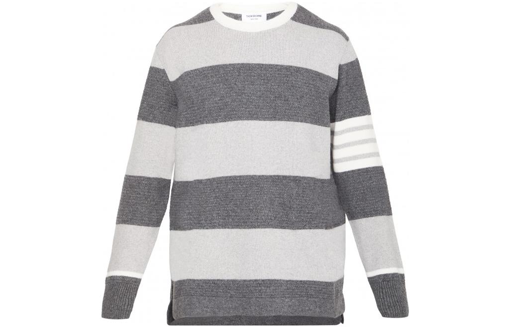 Order Thom Browne FW23 Pre-Fall Striped Crewneck Pullover Sweater Lelaki. MKA483A-Y1030-982