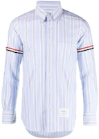 THOM BROWNE FW23 Pre-Fall Striped Single-Breasted Shirt Light Blue MWL301A-F0352-480 THOM BROWNE FW23 Pre-Fall Striped Single-Breasted Shirt Light Blue MWL301A-F0352-480