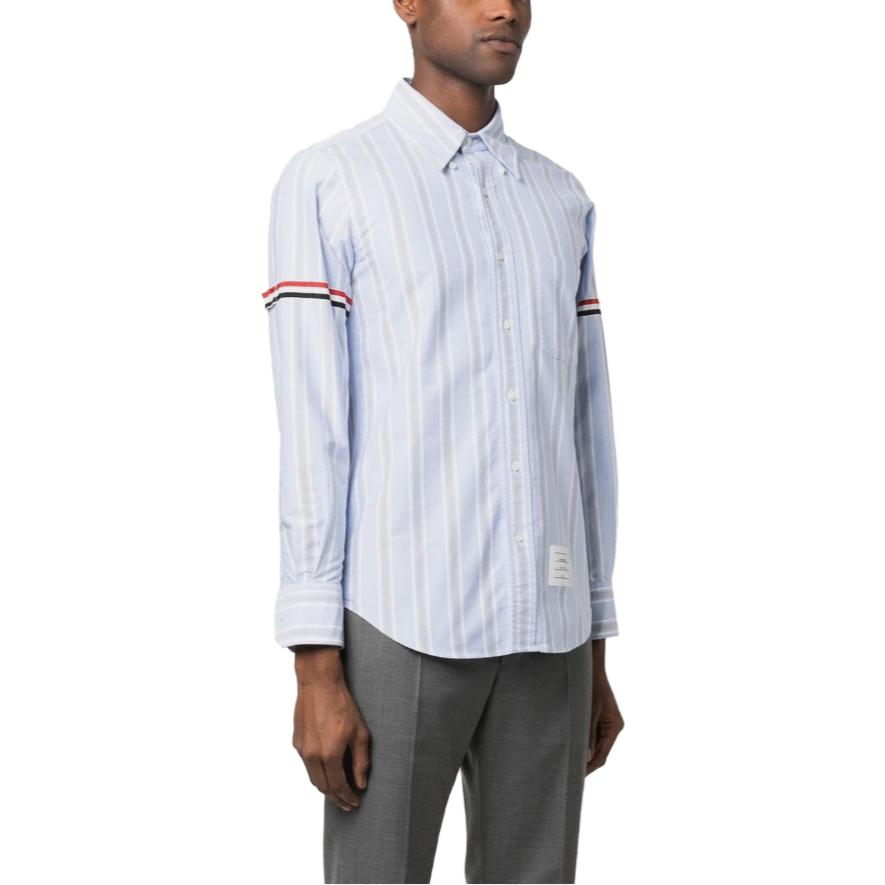 THOM BROWNE FW23 Pre-Fall Striped Single-Breasted Shirt Light Blue MWL301A-F0352-480 圖 5