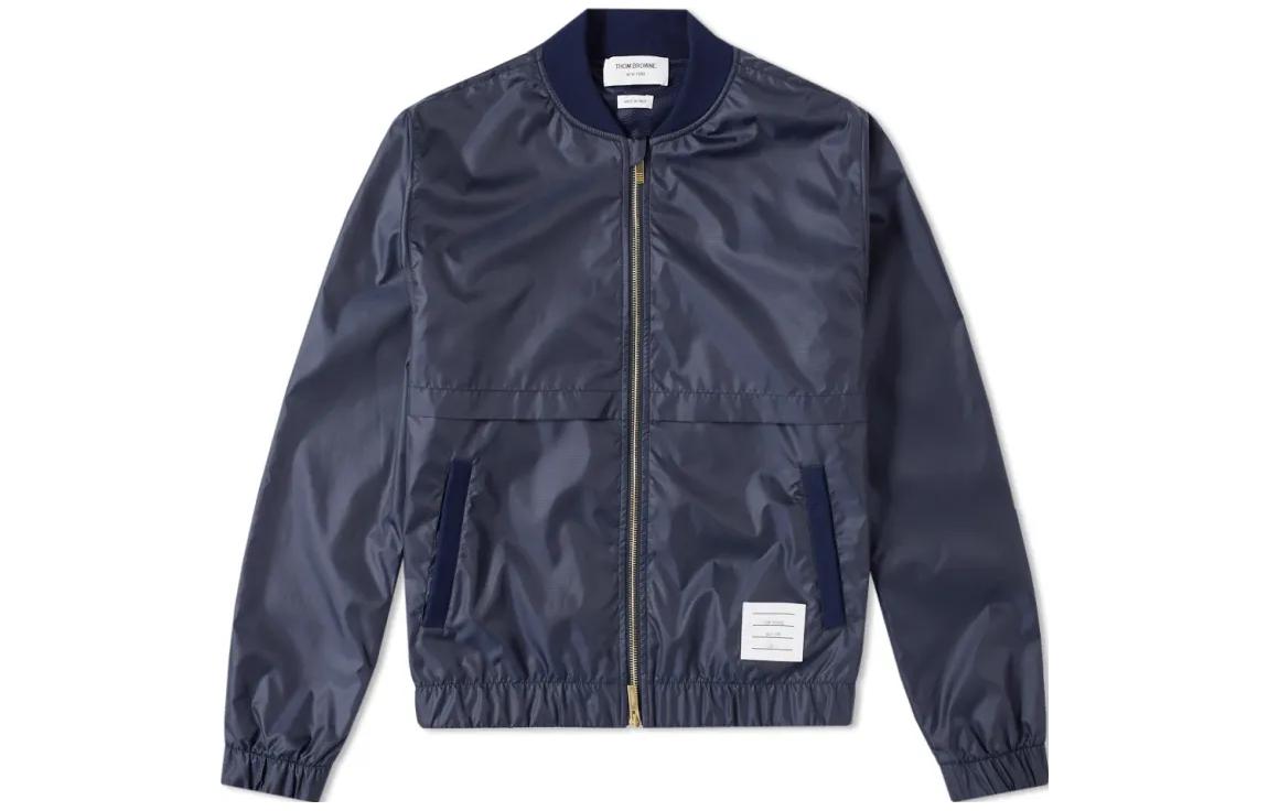 Thom Browne FW23 Solid Color Zip-Up Stand Collar Jacket Black MJT079A-03215-415