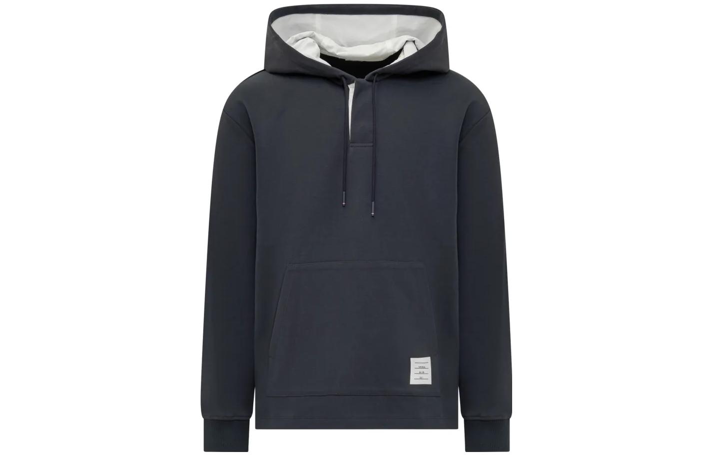 Thom Browne FW23 Solid Logo Hoodie Navy Blue Long Sleeve Pullover MJT377A-J0065-415