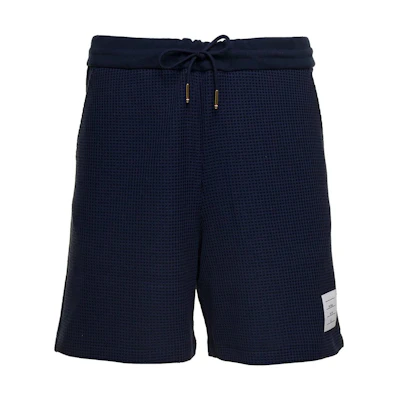 THOM BROWNE FW23 Solid Logo Mid-Rise Casual Shorts Men’s Blue MJQ135A-J0003-415
