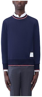 톰브라운 FW23 솔리드 스트라이프 크루넥 니트 스웨터 네이비 남성용 MJT401A-J0055-415 Order 톰브라운 FW23 솔리드 스트라이프 크루넥 니트 스웨터 네이비 남성용 MJT401A-J0055-415