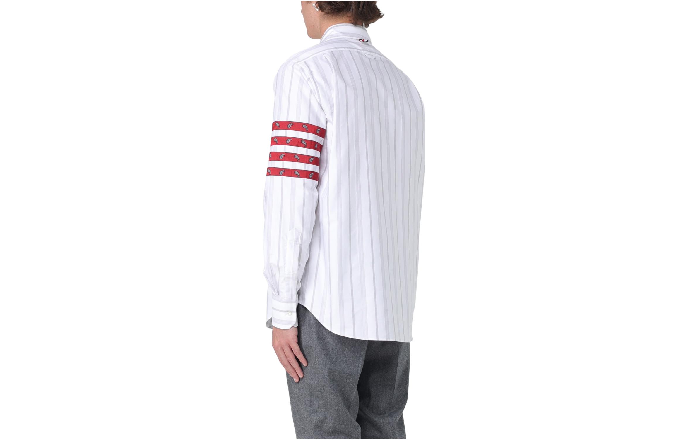 THOM BROWNE FW23 Striped Button-Up Long Sleeve Shirt for Men MWL374C-F0433-035 圖 3