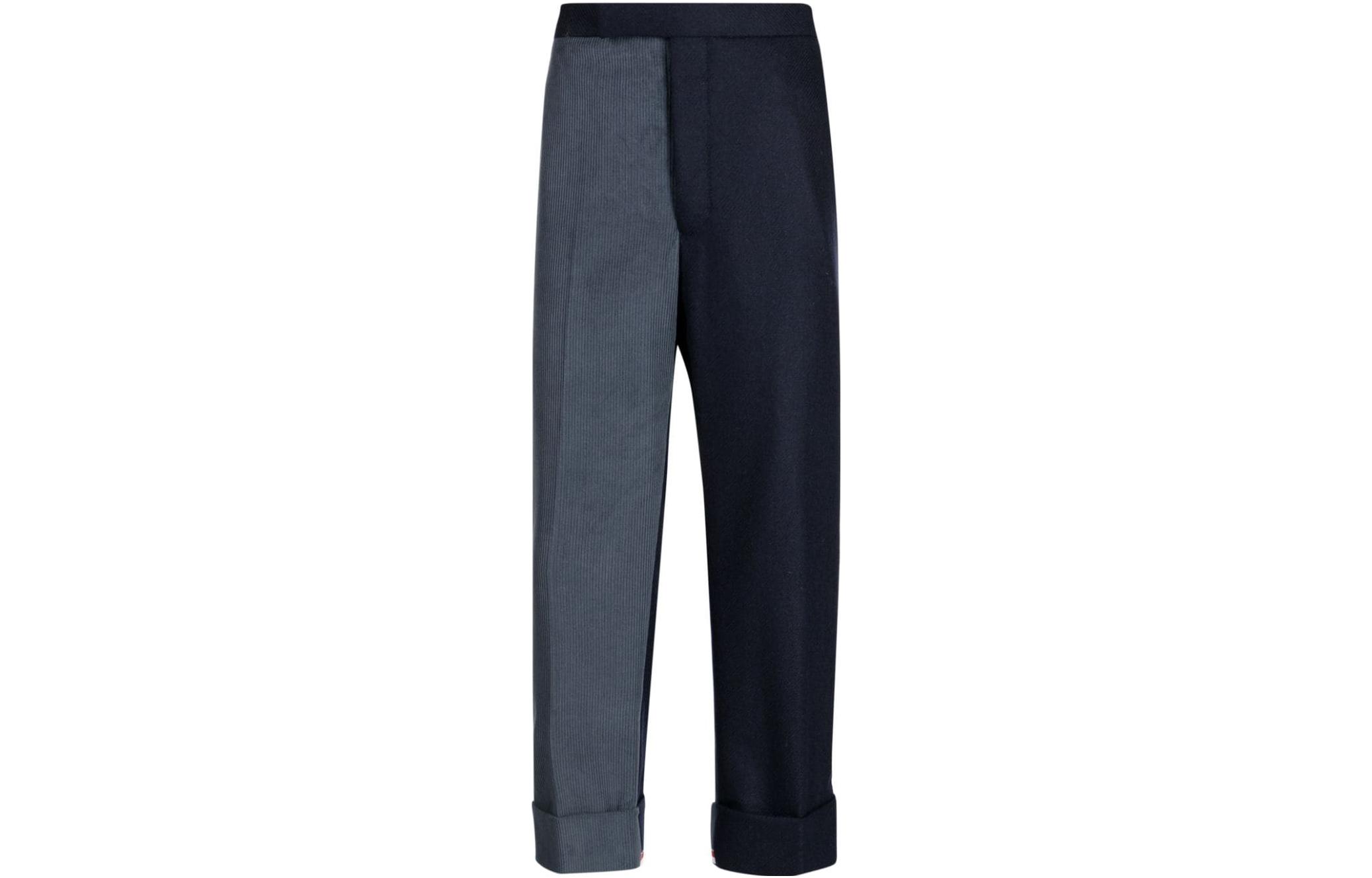 Thom Browne FW23 Striped Colorblock Cropped Straight-Leg Pants Men. MTC051F-03793-415