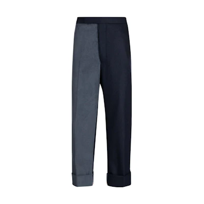 Thom Browne FW23 Striped Colorblock Cropped Straight-Leg Pants Men. MTC051F-03793-415