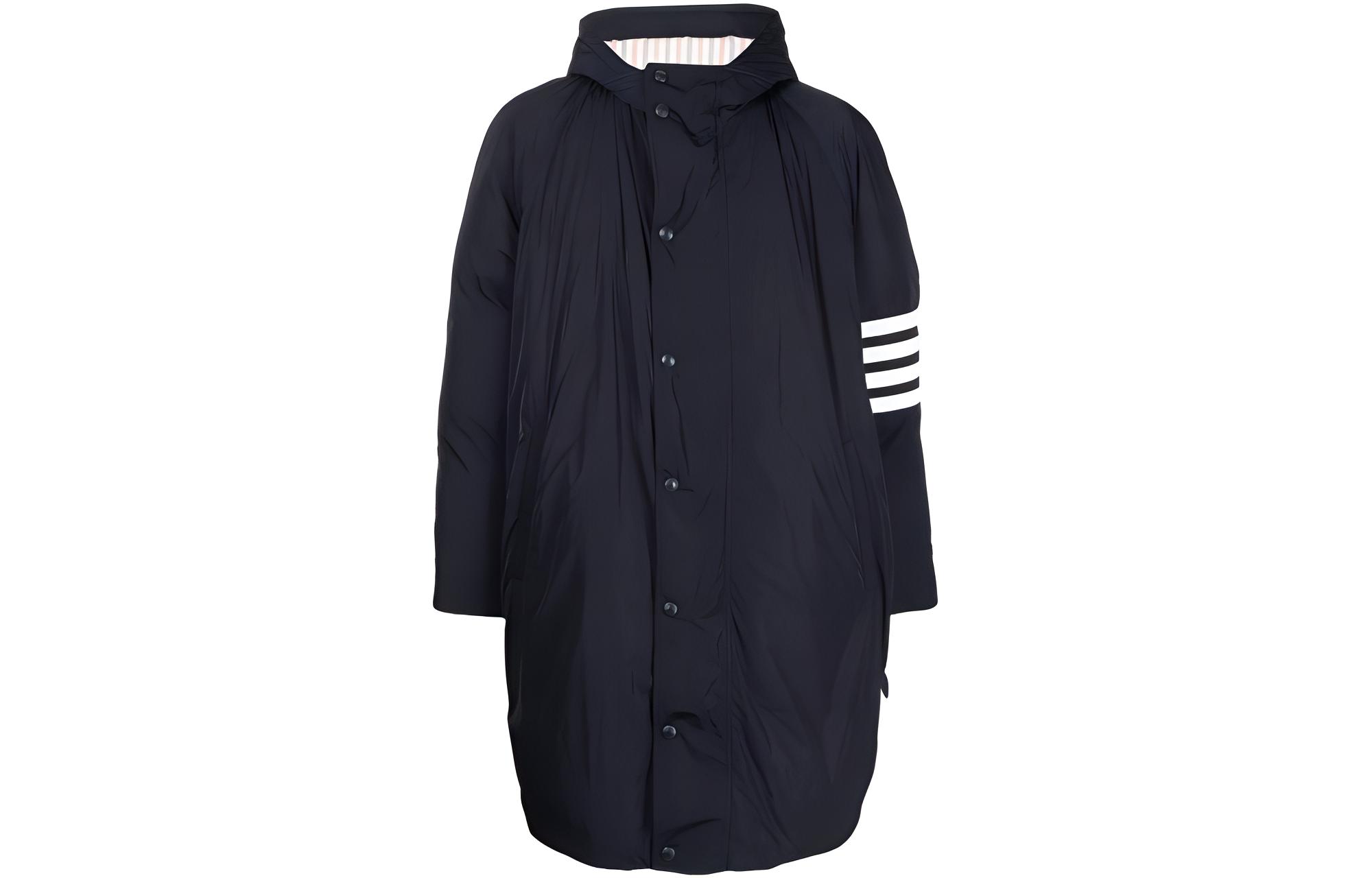 Thom Browne FW23 Striped Padded Straight-Hem Jacket Navy Blue 07259670Navy