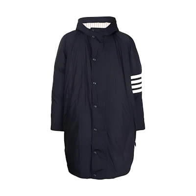 Thom Browne FW23 Striped Padded Straight-Hem Jacket Navy Blue 07259670Navy