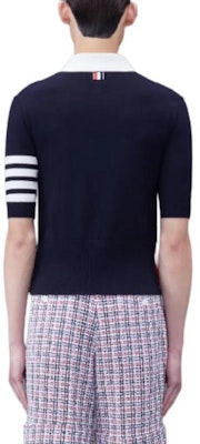 THOM BROWNE FW23 Striped Polo Collar Short Sleeve Shirt Blue MKP109A-Y3014-415 Shop THOM BROWNE FW23 Striped Polo Collar Short Sleeve Shirt Blue MKP109A-Y3014-415