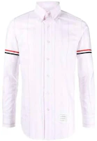 THOM BROWNE FW23 White Striped Long Sleeve Shirt Fashion. MWL301O07720680 THOM BROWNE FW23 White Striped Long Sleeve Shirt Fashion. MWL301O07720680