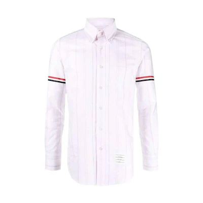 THOM BROWNE FW23 White Striped Long Sleeve Shirt Fashion. MWL301O07720680