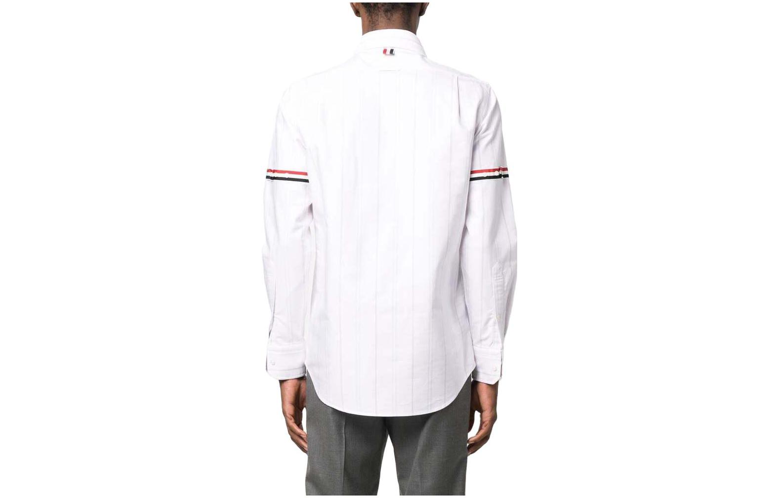THOM BROWNE FW23 White Striped Long Sleeve Shirt  Fashion. MWL301O07720680 圖 4