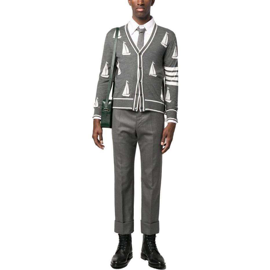 THOM BROWNE FW23 White Striped Long Sleeve Shirt  Fashion. MWL301O07720680 圖 5