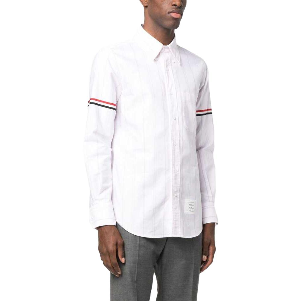 THOM BROWNE FW23 White Striped Long Sleeve Shirt  Fashion. MWL301O07720680 圖 7