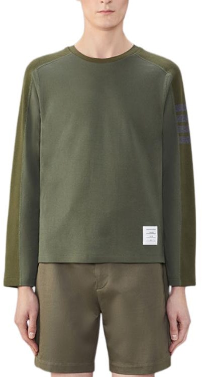 thom-browne-fw-24-4-stripes-crewneck-cotton-long-sleeve-t-shirt-dark-green-mjs-245-a-07323-320
