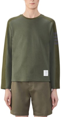 톰브라운 FW24 4-스트라이프 크루넥 코튼 긴팔 티셔츠 다크 그린 MJS245A-07323-320 Order 톰브라운 FW24 4-스트라이프 크루넥 코튼 긴팔 티셔츠 다크 그린 MJS245A-07323-320