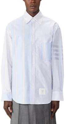 Camisa de Algodón Suelto Thom Browne FW24 Clásica 4-Bar Rayas Azul Claro. MWL381F-06496-480 Buy Camisa de Algodón Suelto Thom Browne FW24 Clásica 4-Bar Rayas Azul Claro. MWL381F-06496-480