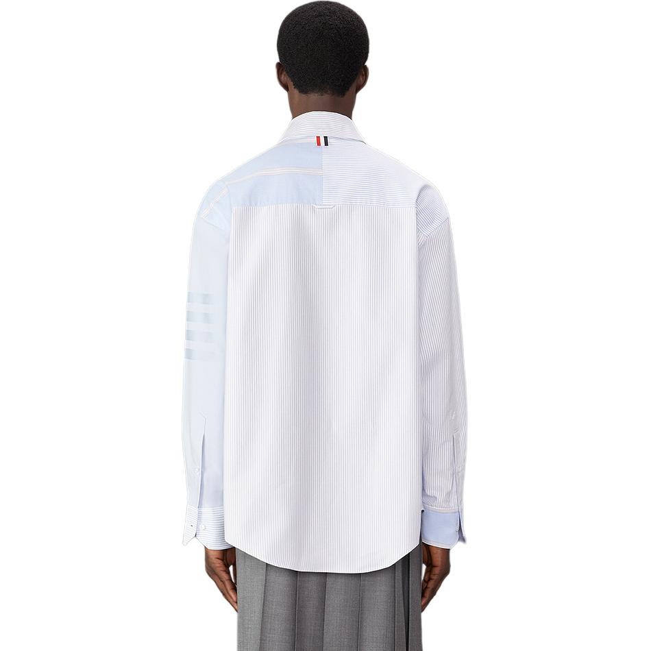 Thom Browne FW24  Classic 4-Bar Striped Loose-Fit Cotton Shirt Light Blue. MWL381F-06496-480 圖 4
