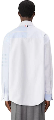 Camisa de Algodón Suelto Thom Browne FW24 Clásica 4-Bar Rayas Azul Claro. MWL381F-06496-480 Shop Camisa de Algodón Suelto Thom Browne FW24 Clásica 4-Bar Rayas Azul Claro. MWL381F-06496-480