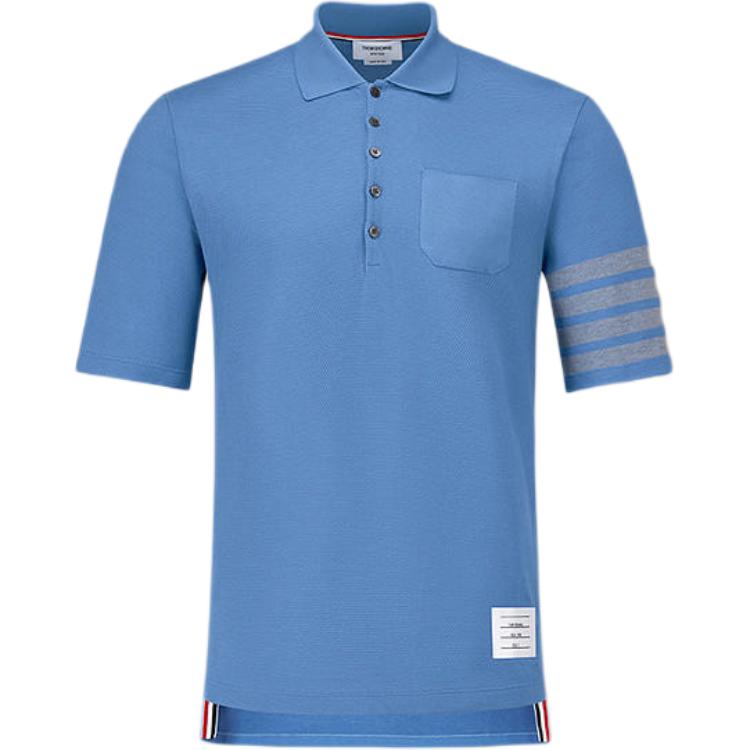 Thom Browne FW24  Four-Bar Knit Pocket Short Sleeve Polo Shirt Blue MJP204A-J0155-450 圖 2