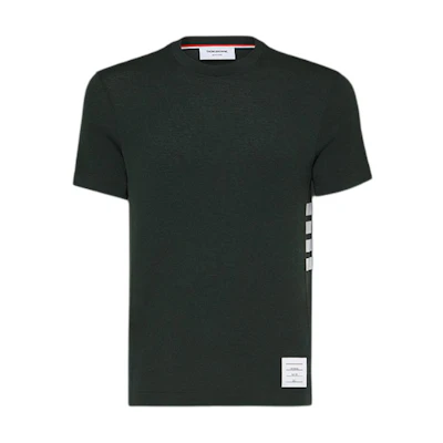 Thom Browne FW24 Green 4-Bar Crewneck Short Sleeve T-Shirt. MJS219A-J0149-350