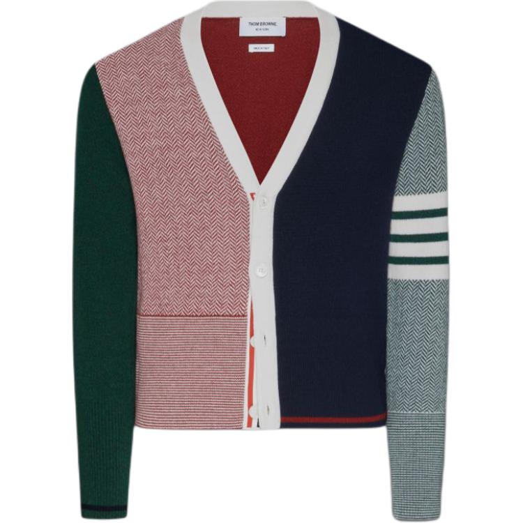 Thom Browne FW24  Iconic Stripe V-Neck Cardigan Sweater Blue. MKC561F-Y1029-996