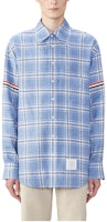 Thom Browne FW24 Light Blue Checkered Button-Up Long Sleeve Shirt. MWL400O-F0664-450 Thom Browne FW24 Light Blue Checkered Button-Up Long Sleeve Shirt. MWL400O-F0664-450