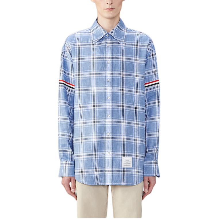 Order 톰 브라운 FW24 라이트 블루 체크 버튼업 긴소매 셔츠 MWL400O-F0664-450