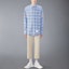 Lookbook 톰 브라운 FW24 라이트 블루 체크 버튼업 긴소매 셔츠 MWL400O-F0664-450
