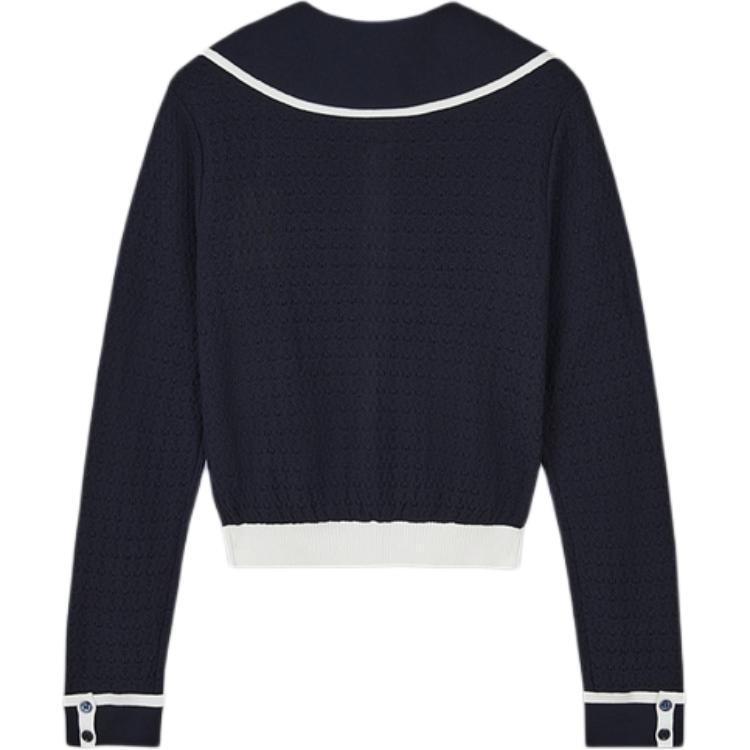 Lookbook Thom Browne FW24 Navy Blue Cotton Knit Sweater Lengan Panjang. FKC594A-Y3009-415