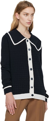 Thom Browne FW24 Navy Blue Cotton Knit Sweater Lengan Panjang. FKC594A-Y3009-415 Shop Thom Browne FW24 Navy Blue Cotton Knit Sweater Lengan Panjang. FKC594A-Y3009-415