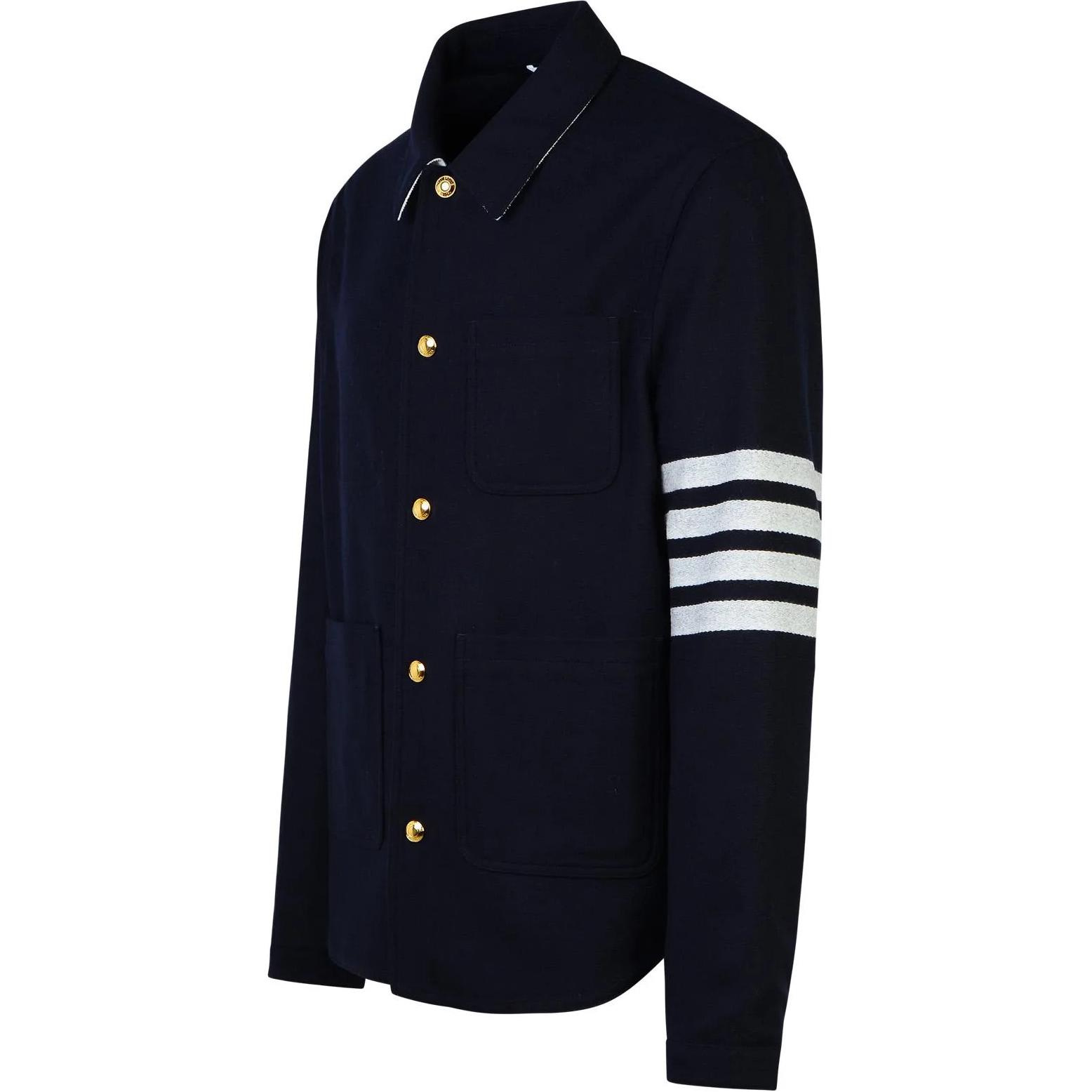 THOM BROWNE FW24  Navy Blue Striped Collar Single-Breasted Jacket. MJO220U-F0522-415 圖 3