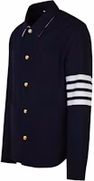 Lookbook THOM BROWNE FW24 海軍藍條紋領單排扣西裝外套 MJO220U-F0522-415