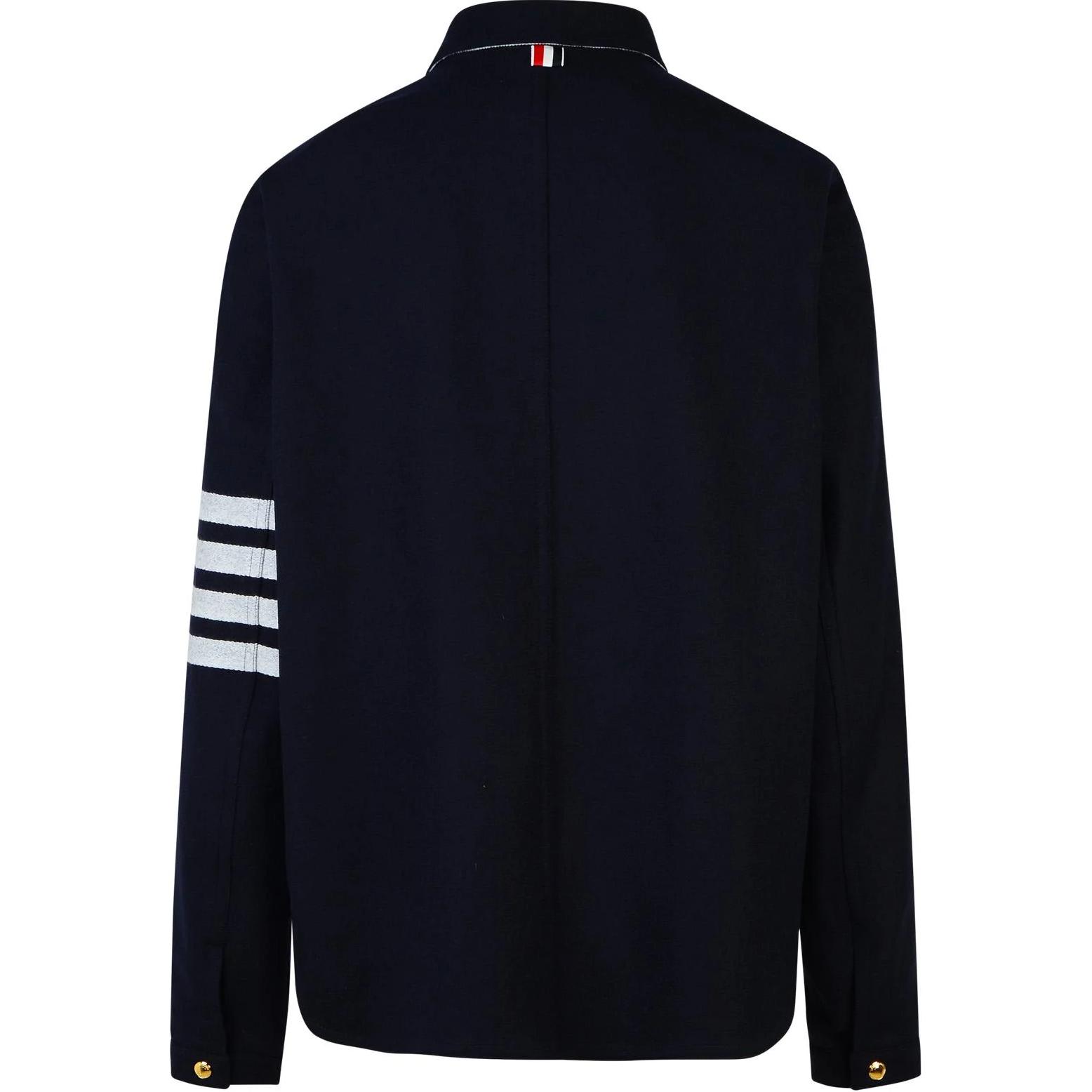 THOM BROWNE FW24  Navy Blue Striped Collar Single-Breasted Jacket. MJO220U-F0522-415 圖 4