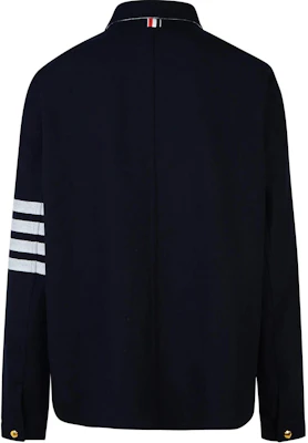 THOM BROWNE FW24 海軍藍條紋領單排扣西裝外套 MJO220U-F0522-415 Shop THOM BROWNE FW24 海軍藍條紋領單排扣西裝外套 MJO220U-F0522-415