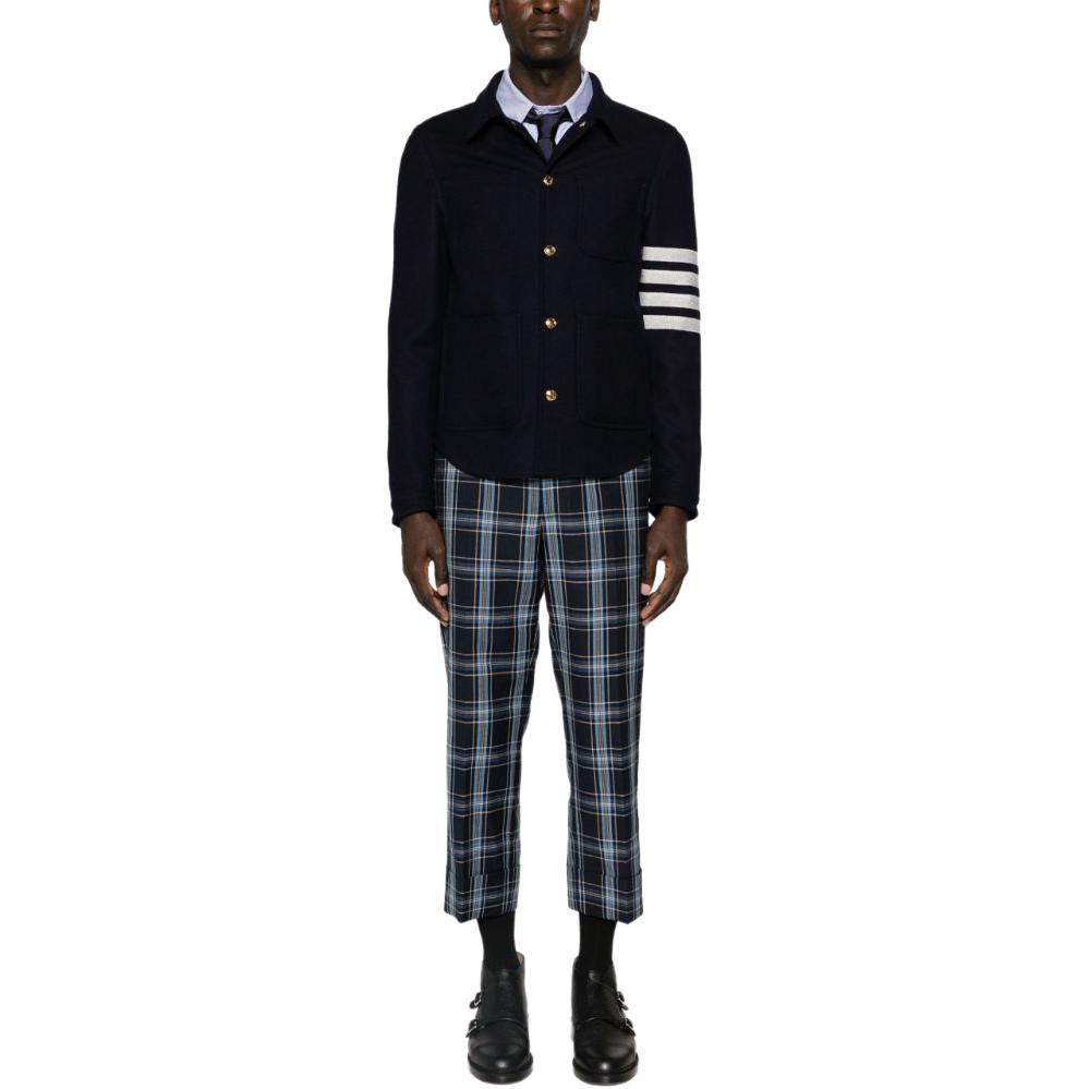 THOM BROWNE FW24  Navy Blue Striped Collar Single-Breasted Jacket. MJO220U-F0522-415 圖 5
