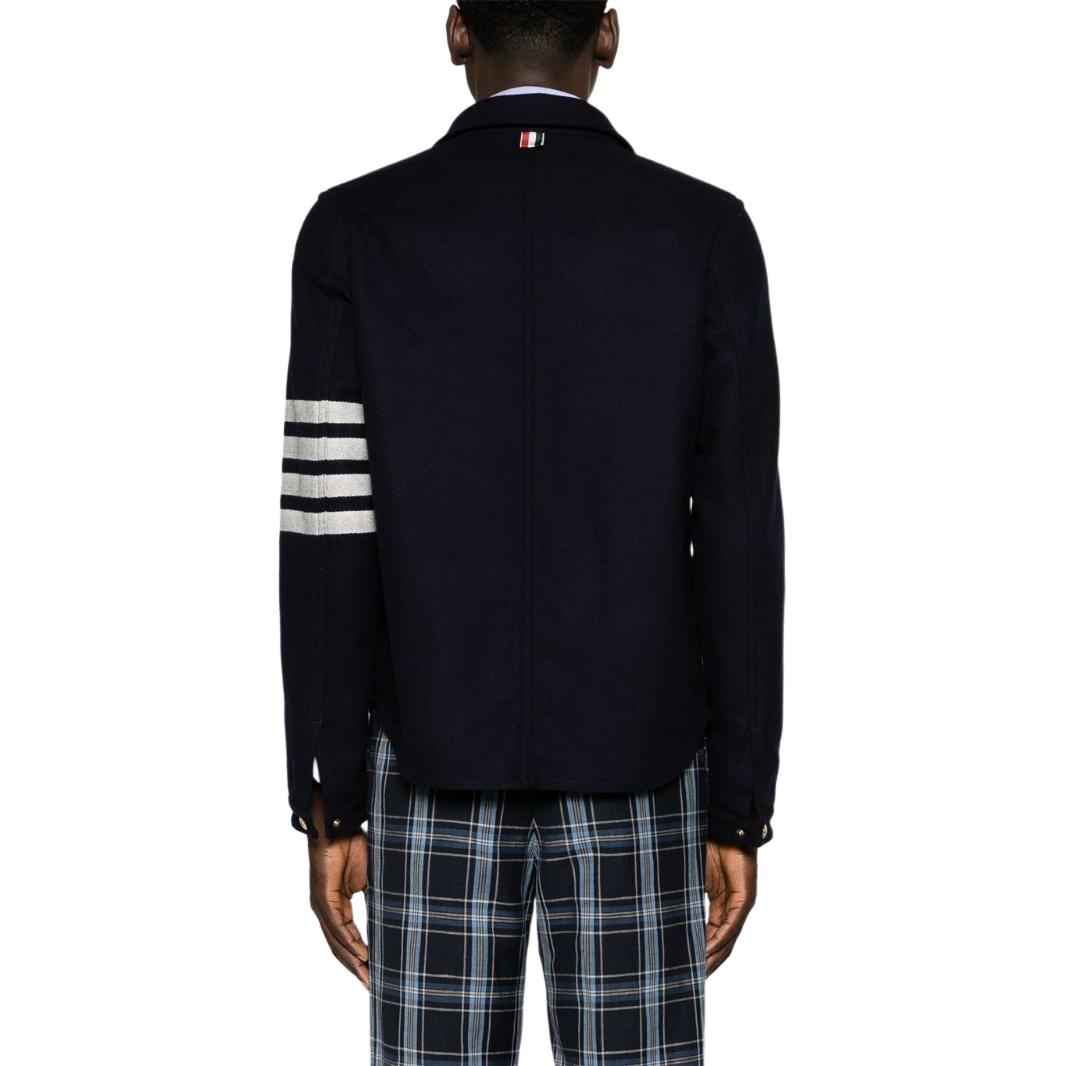 THOM BROWNE FW24  Navy Blue Striped Collar Single-Breasted Jacket. MJO220U-F0522-415 圖 6
