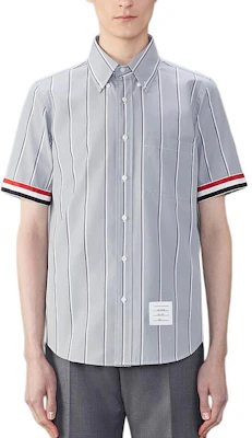 THOM BROWNE FW24 灰色條紋短袖襯衫 MWS245A-F0658-035 Buy THOM BROWNE FW24 灰色條紋短袖襯衫 MWS245A-F0658-035