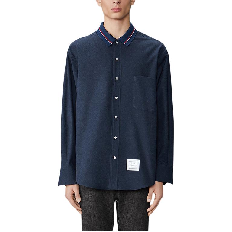 Thom Browne FW24  Striped Cotton Flannel Loose Fit Long Sleeve Shirt Navy. MWL407C-F0351-415 圖 2