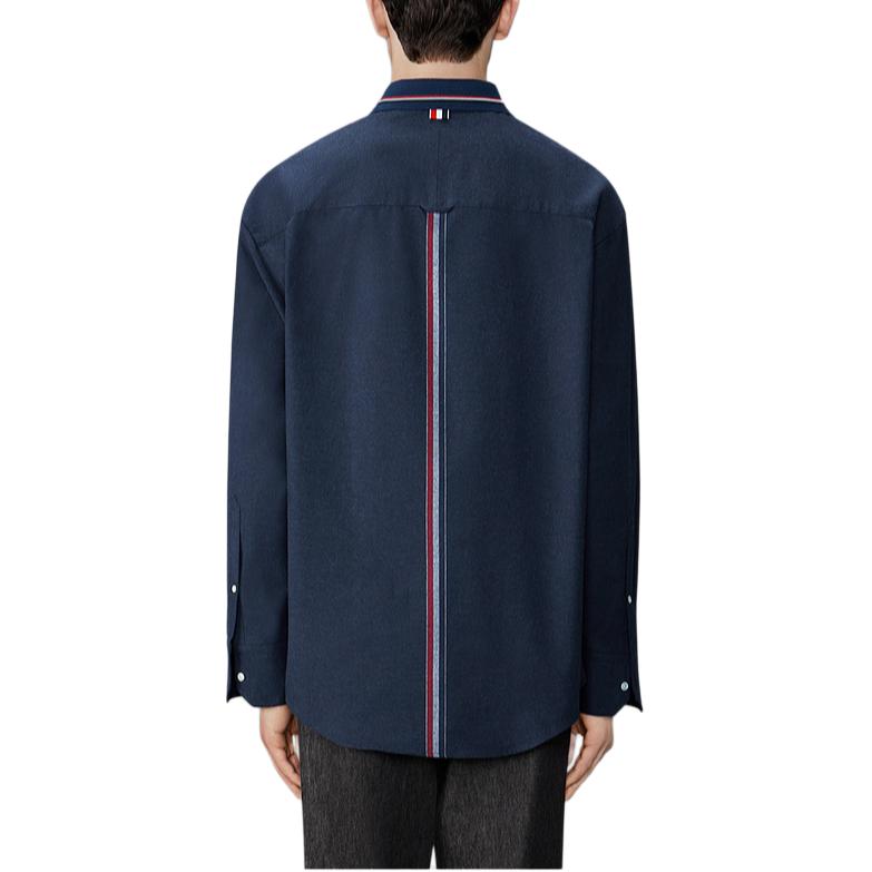 Thom Browne FW24  Striped Cotton Flannel Loose Fit Long Sleeve Shirt Navy. MWL407C-F0351-415 圖 3