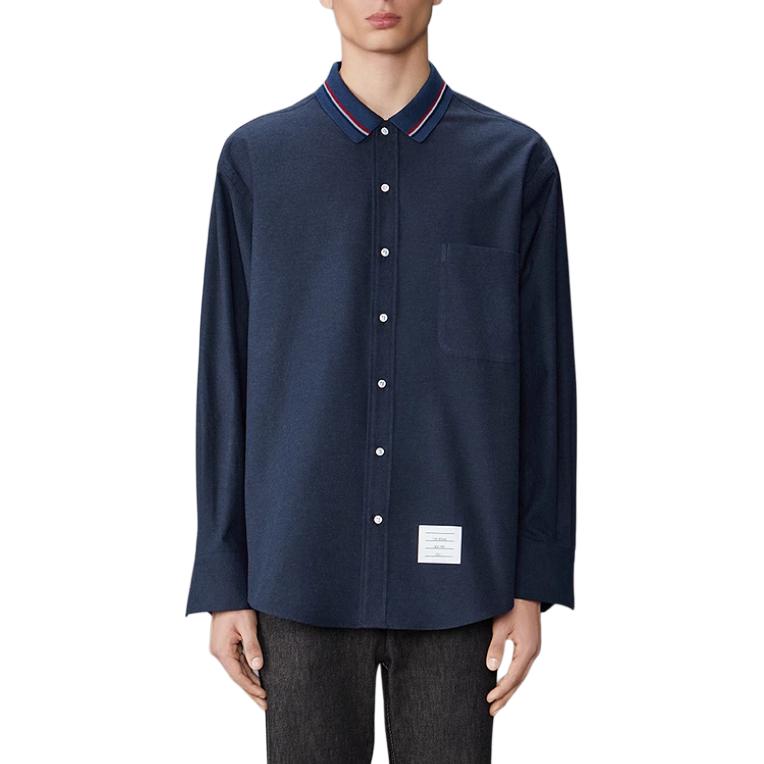 Thom Browne FW24  Striped Cotton Flannel Loose Fit Long Sleeve Shirt Navy. MWL407C-F0351-415 圖 7