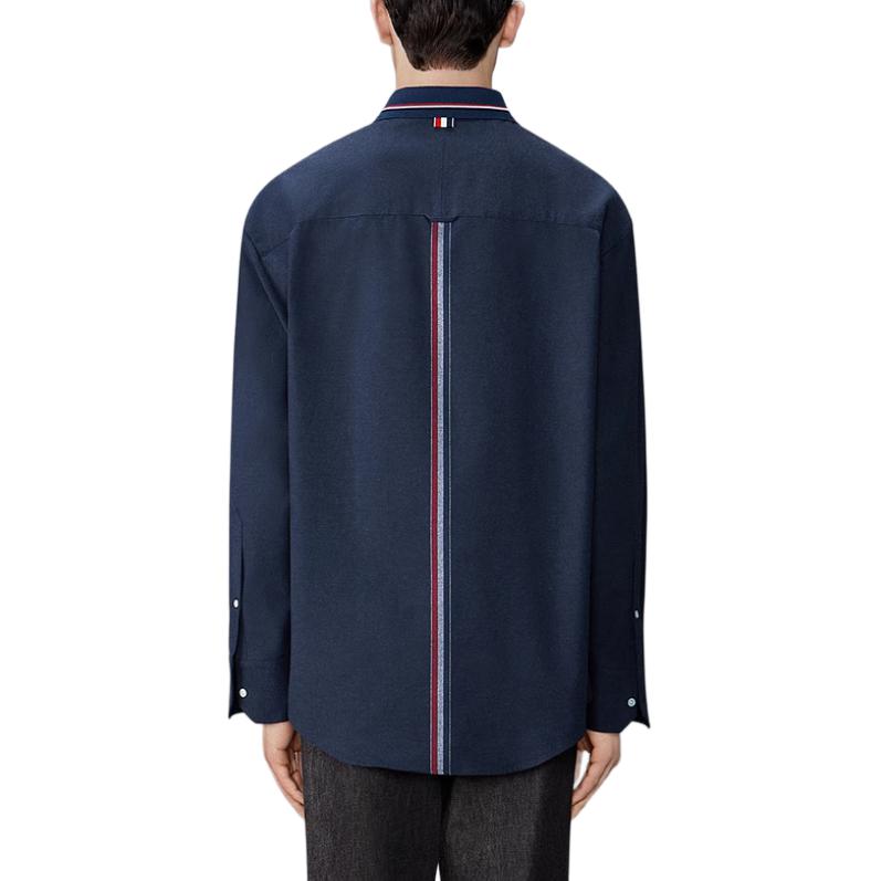 Thom Browne FW24  Striped Cotton Flannel Loose Fit Long Sleeve Shirt Navy. MWL407C-F0351-415 圖 8